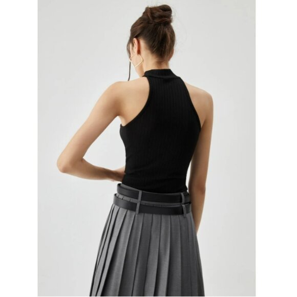 #217 Slinky Solid Halter Top - Picture 2 of 2